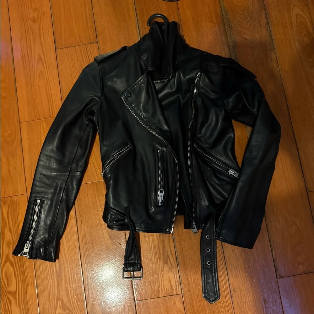 Allsaints BALFERN LEATHER BIKER JACKET size US 6 - Picture 2 of 5
